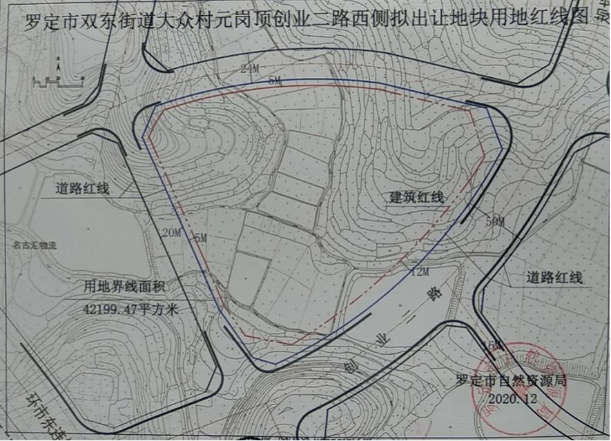 罗定市双东街道大众村元岗顶创业二路西侧地块拟核发建设用地规划许可