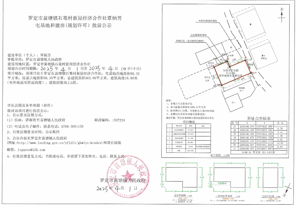 罗定市䓣塘镇石菴村新屋经济合作社覃炳芳宅基地和建房（规划许可）批前公示.jpeg