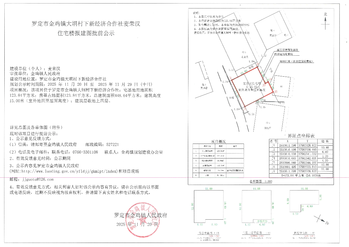 罗定市金鸡镇大垌村下新经济合作社麦荣汉住宅楼报建图批前公示.jpg