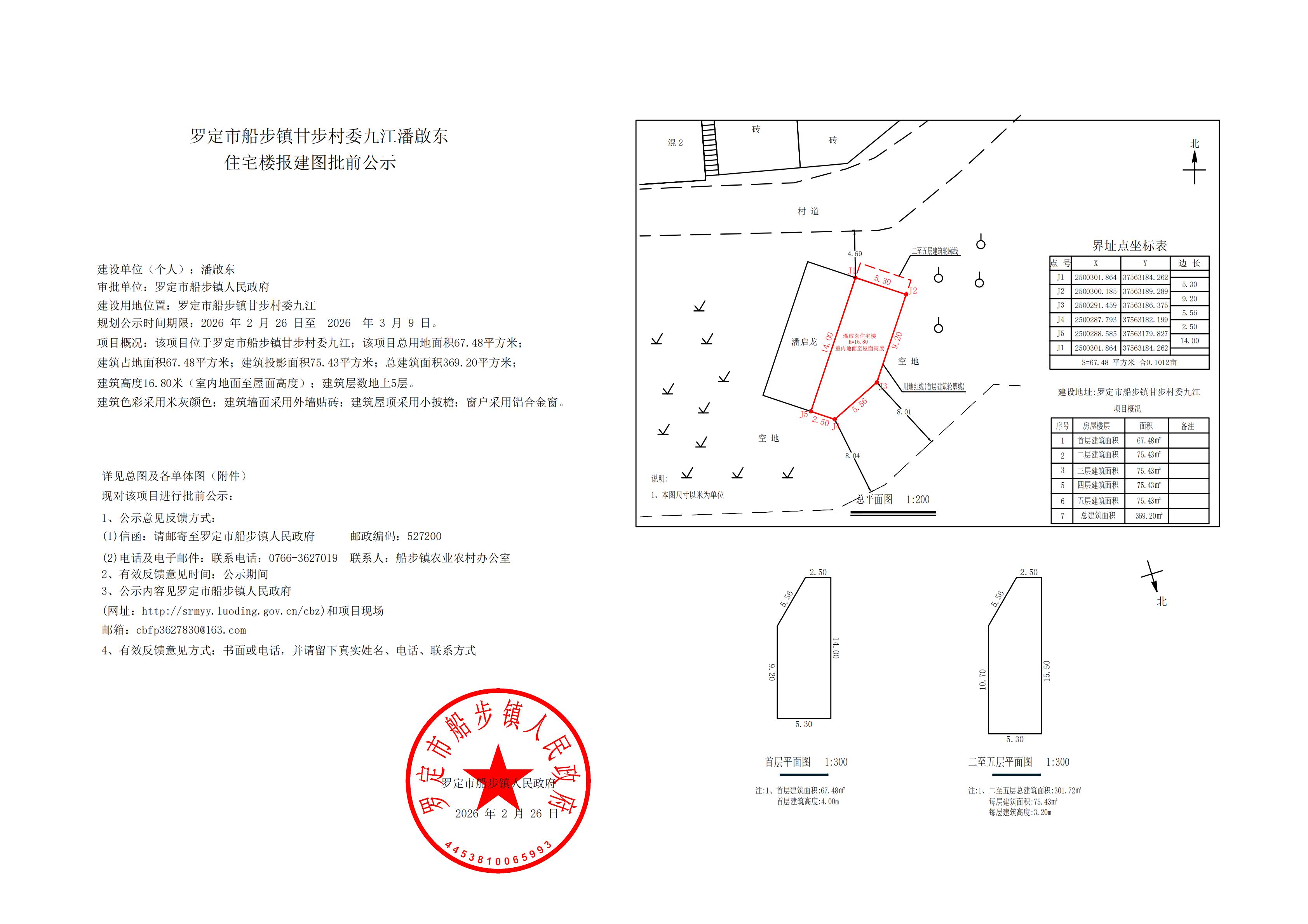 罗定市船步镇甘步村委九江潘啟东住宅楼报建图批前公示_00.jpg